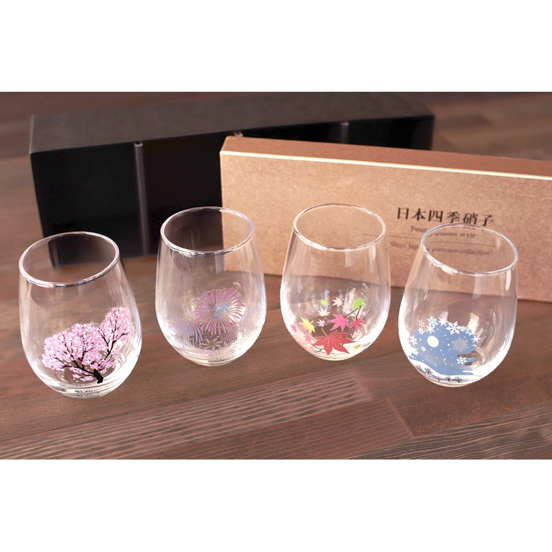Marumo Takagi Japanese Four Seasons Color Changing Glass Cup Set,