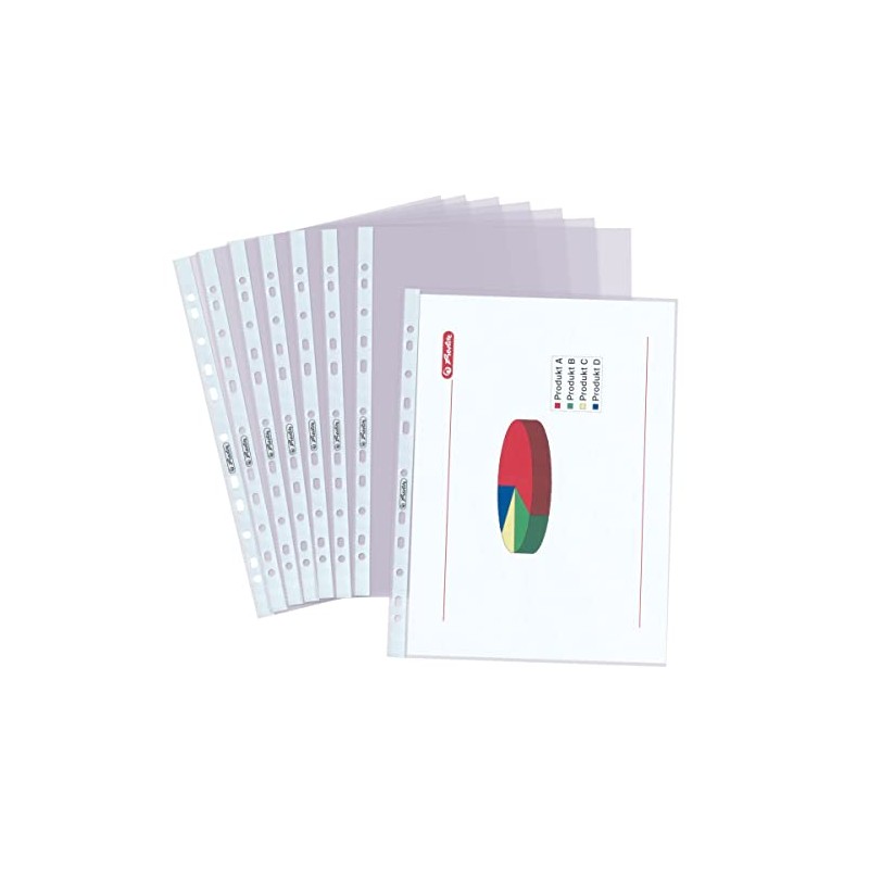 Herlitz A4 Grained Water Proof Punched Pocket - Clear (100
