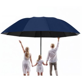 Meichoon Upgrade Umbrella Super Large Size for 3-4 Person Enhanced 12 Rib Waterproof Windproof Lightweight Durable Auto Open/Close Sunshade UV Protection for Sunny & Rainy Days Travel Business Navy