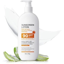 Face Sunscreen SPF 90+, Large-capacity Body Sunscreen, Sun Cream SPF 90 PA+++, Ultra Light UV Protetion, Water & Sweat Resistant, Moisturizing & Non Greasy 220g