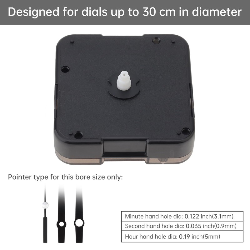 MovFlax Quartz Clock Movement Replacement, 8 mm (5/16 Inch) Shaft