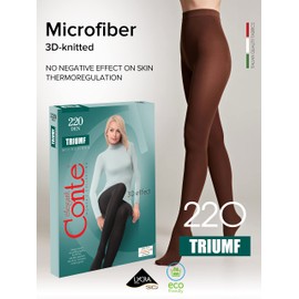 Conte elegant - Triumf Women's Tights - 220 Denier - Fishnet Tights - Microfibre - Shapewear Women's Tummy Control - Dance Tights - Even - Reinforced Toes, mocha