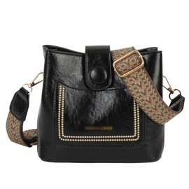 Meliyya Suede Bag Small Retro Shoulder Bag Crossbody Shoulder Bag Handbag with Handle Drawstring 15 x 11.5 x 19 cm, B-black