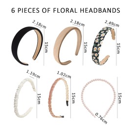 6 Pieces Stylish Women's Headbands, Women's Non-slip Headbands, Pearl Headbands, Elegant Headbands, Daisy Headbands, Comfortable Wide Headbands