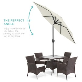 Best Choice Products 7.5ft Heavy-Duty Round Outdoor Market Table Patio Umbrella w/Steel Pole, Push Button Tilt, Easy Crank Lift - Ivory