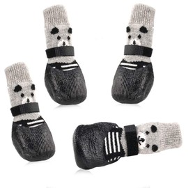 RilexAwhile Dog Socks Boots Shoes for Dogs Cat Socks Non-Slip Soles Adjustable Dog Cat Paw Socks Fit for Indoor Outdoor Use(Medium, Black)
