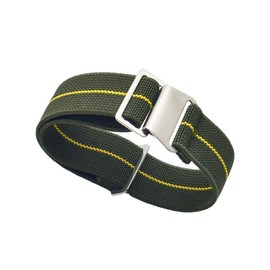 Watch Band Nato Nylon Elastic Strap Watch Band 18mm 20mm 22mm Watch Strap French Military Parachute Bag (20mm Green and Yellow)