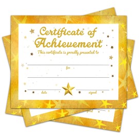 Gold Certificate of Achievement Awards - 8 x 10 Inches Award Recognition for Graduation, Students, Employees, Preschool or Kindergarten Graduation Certificates - A02