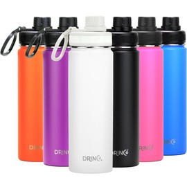 DRINCO - Botella de agua de acero inoxidable, con aislamiento al aspiradora, doble pared, boca ancha (40 onzas, 32 onzas, 28 onzas, 14 onzas, 14 onzas), a prueba de fugas, mantiene frío o caliente (22