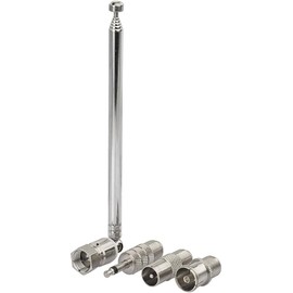 FM Radio Antenna, Indoor FM Telescopic Antenna 75 Ohm F Type Male Plug Connector with Adapter for Table Top Radio HiFi AV Stereo Receiver