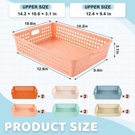 12 Pack Classroom Storage Baskets, Plastic Paper Trays for Desk Organization, Turn-in Trays for Teachers and Students, Stackable Organizer Bins for School Office-Boho
