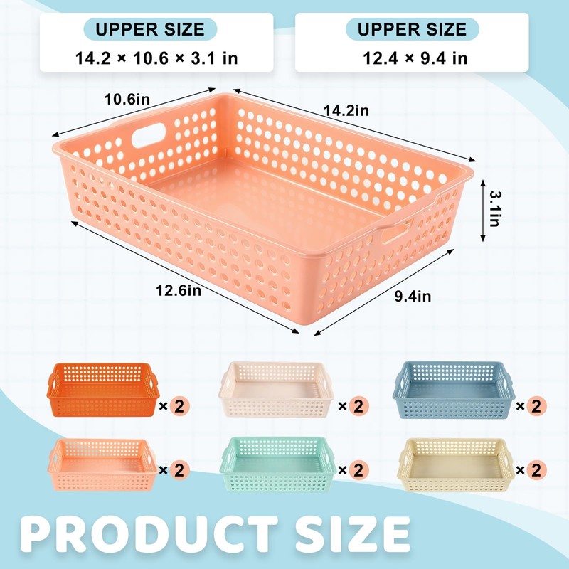 12 Pack Classroom Storage Baskets, Plastic Paper Trays for Desk