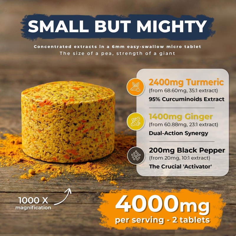 Turmeric, Ginger & Black Pepper 4000 mg Tablets (per Serving),