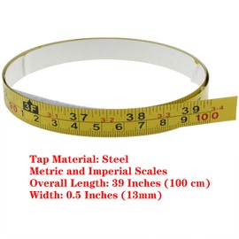 AYLIFU 2 PCS Steel Adhesive Tape Measure Imperial and Metric Scale Workbench Ruler Self Adhesive Measuring Tape from Left to Right for Woodworking Saws Drafting Tables 1 m /39.4 Inches Yellow