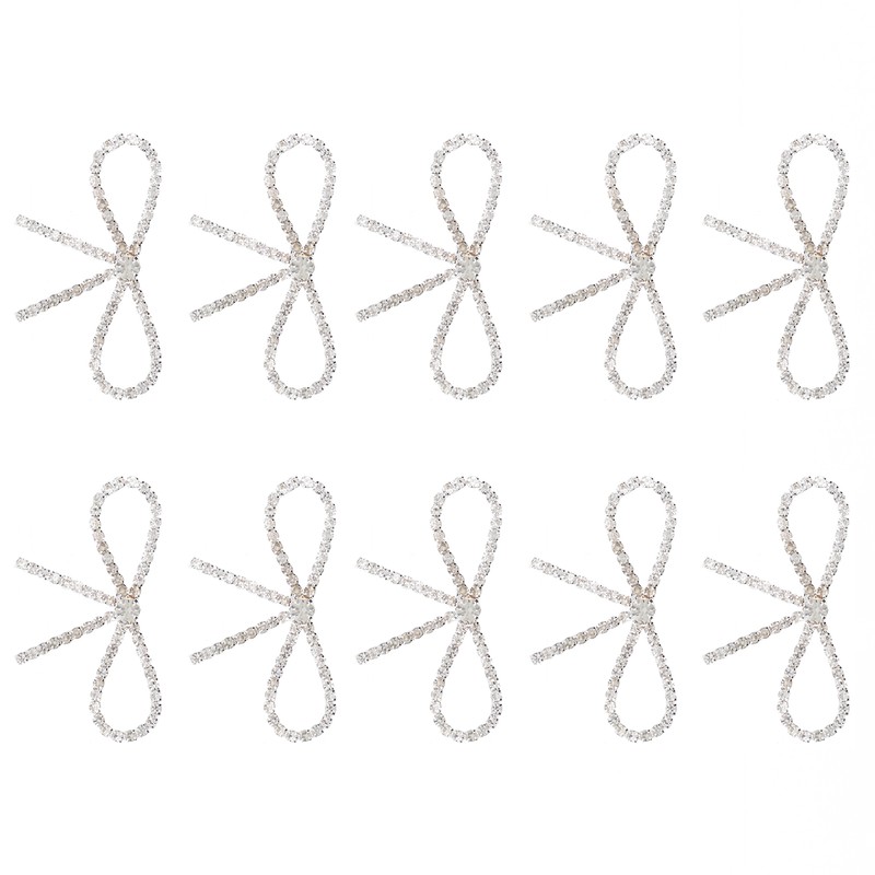 10Pcs Diamond Rhinestone Bow Glass Flash Brooch Claw Chain Suit