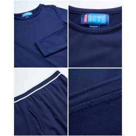 ONLY BOYS Thermal Underwear Set – 2 Piece Brushed Fleece Top and Long Johns (2T-16), Navy, Size Toddler (4T)