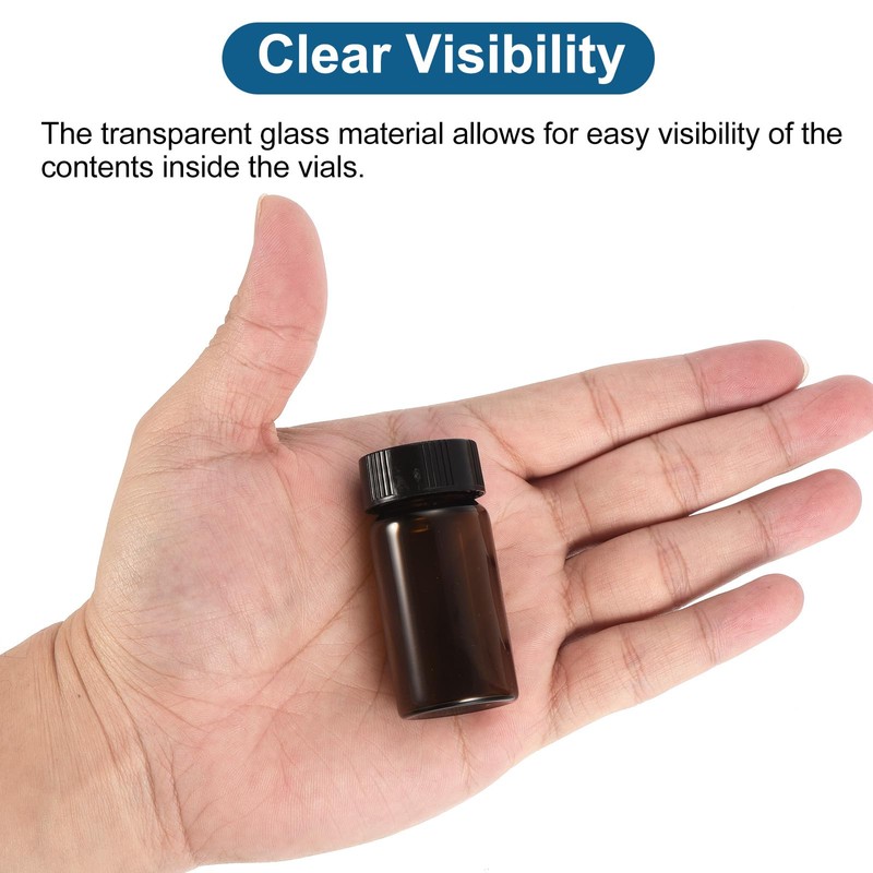 PATIKIL 20ml Amber Glass Vials, 100 Pack Sample Vials with