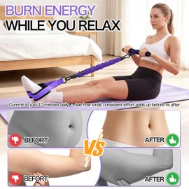 3-Tube Exercise Band for Women, Pedal Resistance Band with Handle, Purple