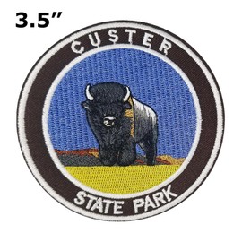 Custer State Park Patch Embroidered Iron-on/Sew-on Decorative Embroidery Applique Clothing Vest Jacket Premium Stitching Nature Buffalo Battle Souvenir Badge Lt. Colonel George Armstrong