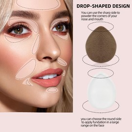 LuckyOpt 6pcs Mini Powder Puff Set, 2pcs Silicone Mini Puff +4pcs Velvet Loose Powder Puff with Case, Easy to Clean Not-Absorb Foundation Small Makeup Puffs for Under Eye & Nose Premium Makeup (Brown)