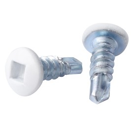 White Square Drive Trailer Exterior Self Tapping Screws # 8x1/2 Pan Head Metal Self Tap Drill Screws - 150 Pack