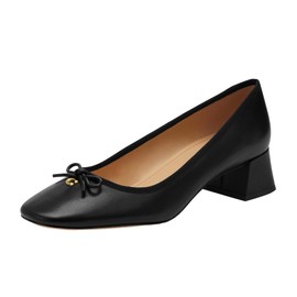 Coach Women's Ava Leather Ballet Pump, Black, 5.5