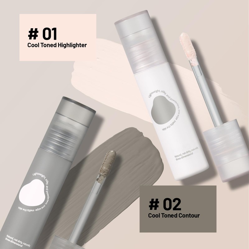 HOSAILY 2 Pcs Cool Toned Grey Liquid Contour and Highlighter