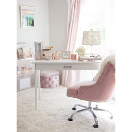 BLU MONACO Rose Gold Desk Organizer - 5 Piece Desk Accessories Set - Letter - Mail Organizer, Paper-Document Tray, Pen Cup, Magazine File Holder - Rectangle Pattern - Office Supplies Stationery Décor