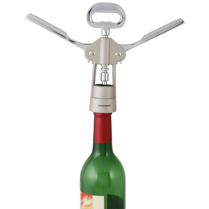 FACKELMANN Wein-/Proseccoöffner, 49456 Korkenzieher für Kunststoffkorken, Kellnermesser mit Kapselheber (Farbe: