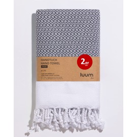 Luum® Set of 2 Hammam Hand Towels Set, Sports Towel Set, Turkish Towel Set, Hair Towel Set, 100% Ring-Spun Cotton, Quick-Drying, Lint-Free, Mint, 45 x 95 cm, Gift Set