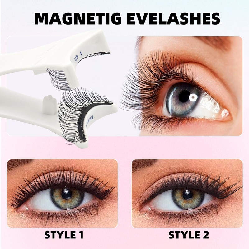 2 Pairs Magnetic Eyelashes Kit, Fluffy Natural Magnetic Lashes, Portable