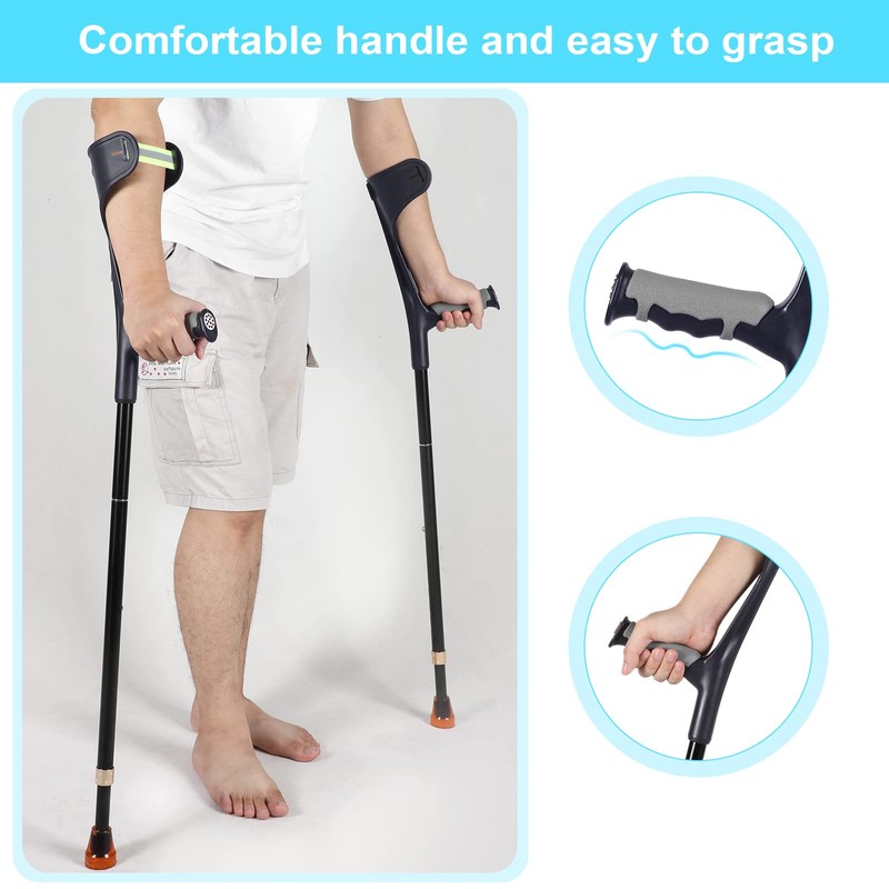 Antdvao Forearm Crutches Pair, Folding Forearm Crutches Lightweight Adjustable，with Rubber