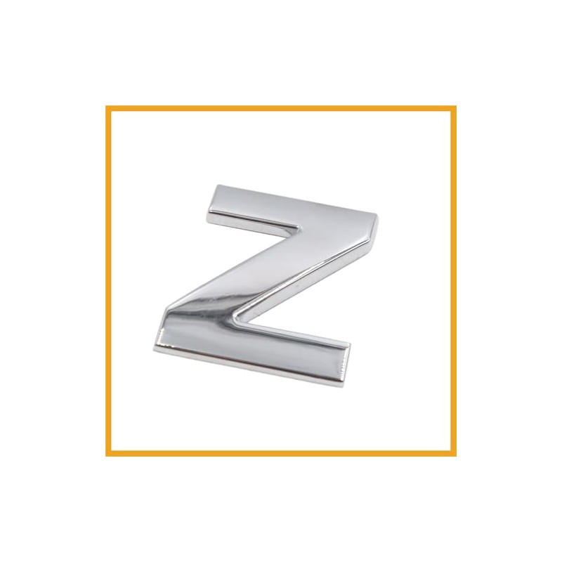 Partuto Silver Tone Metal Z Letter Shaped Alphabet Sticker Emblem