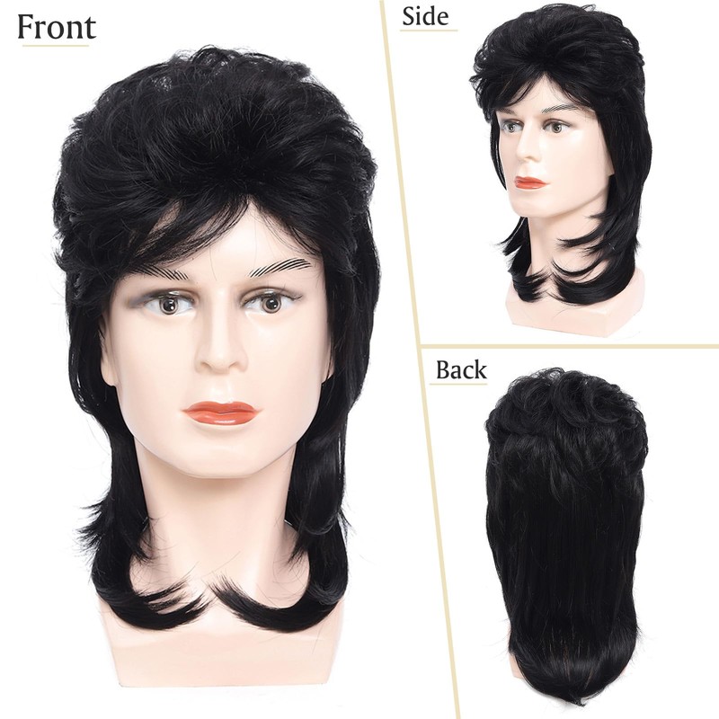 ByouByou Mullet Wigs for Men 80s Costumes Fancy Party Accessory