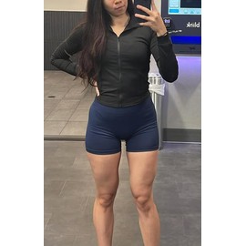 Aoxjox Women's Full Zippered Geo Zip Jacket Workout Running Long Sleeve Thumbhole With Pockets Cardigan (Black, X-Small)