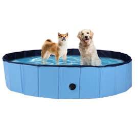 LUCKYERMORE Foldable Pet Swimming Pool for Dogs Easy to Fold Fill Empty & Clean Slip-Resistant PVC Bathing Tub Kiddie Pool for Puppy Small Large Dogs Cats and Kids