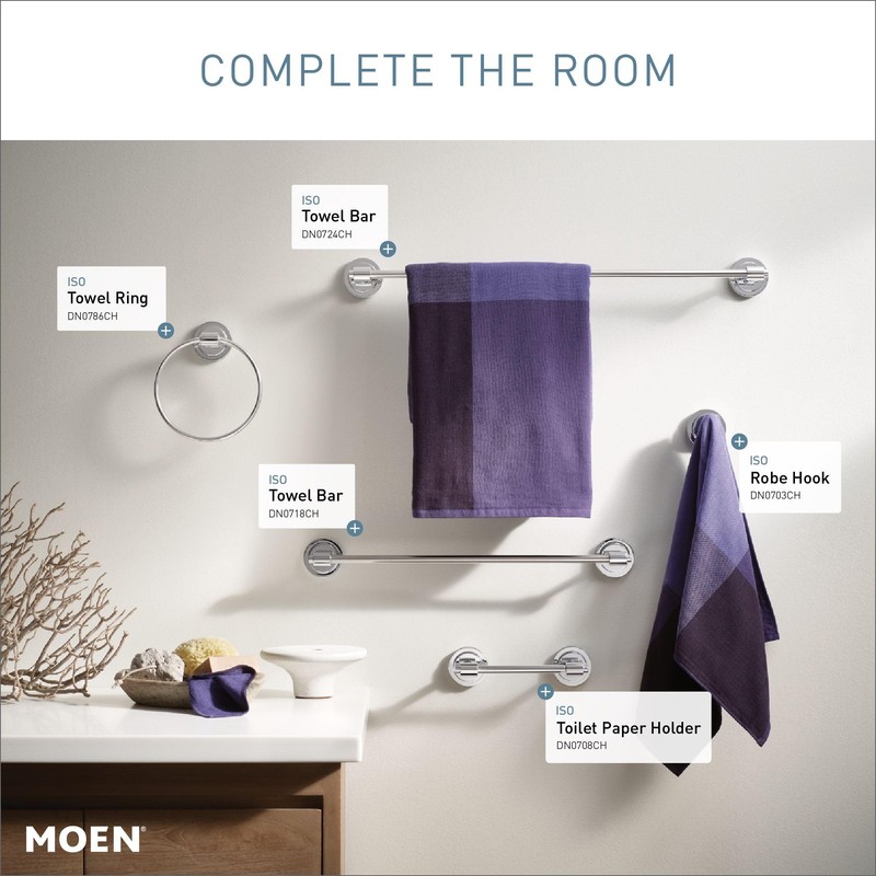Moen DN0703BN Iso Single Modern Robe Hook, Brushed Nickel