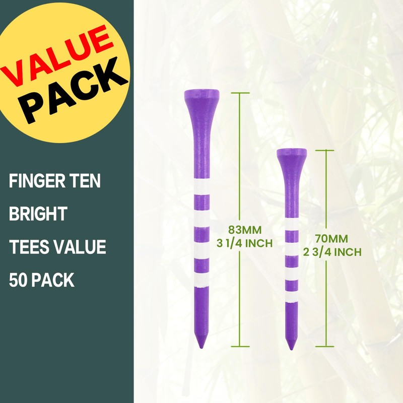FINGER TEN Golf Tees Wood 3 1/4 2 3/4 Inch