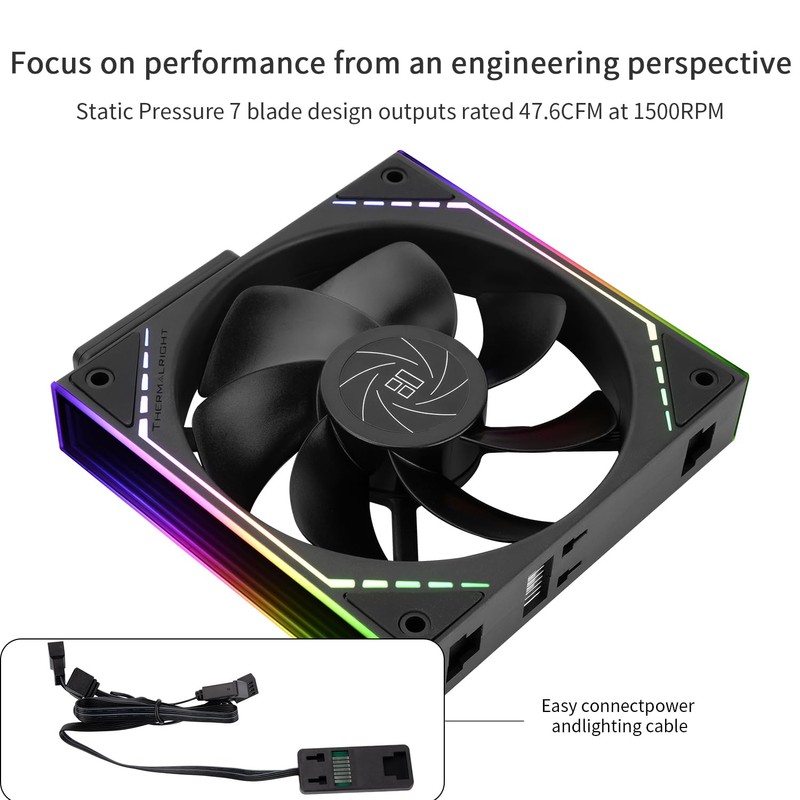 Thermalright TLM12QR,Wireless Splicing Chassis Fan,Building Block Splicing Fan,Infinity Mirror ARGB