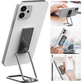 ISKIP Phone Ring Holder, Adjustable Cell Phone Finger Kickstand Metal Foldable Grip Cellphone Stand, Compatible with Smartphones Tablets (Black)