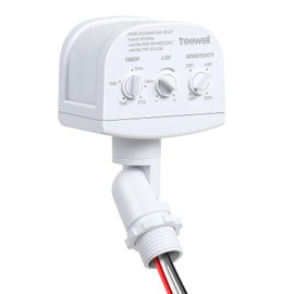 TREEWELL 240-Degree Replacement Motion Sensor, Adjustable LUX(5-300) & Time & Detection Sensitivity Up to 60 Feet Range, 3 Working Modes Outdoor Motion Detector for Security Floodlight, White