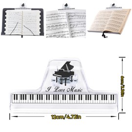 6Pcs Plastics Music Book Clip,Music Sheet Clip Music Paper Clip,Music Page Holder,for Piano Guitar Violin Playing Instruments and Reading Books-Piano Key Pattern
