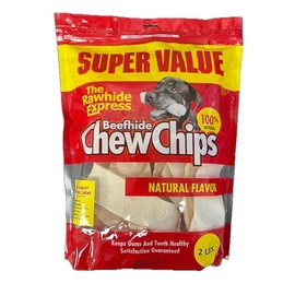 The Rawhide Express Natural Rawhide Strips/Chips Dog Chew | 2 Pounds - 32 Ounces