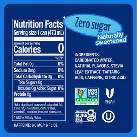 Zevia Zero Sugar Soda, Vanilla Cola, 16 oz Cans (12-Pack) – Naturally Sweetened, Non-GMO Project Verified, Gluten-Free, Vegan