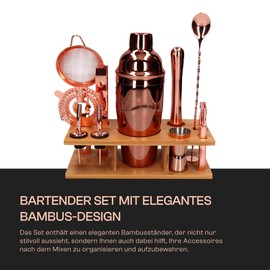 Bartender Set 11 Tbsp with Base Copper Shine Shaker Cobbler