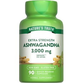 Nature's Truth Ashwagandha Capsules | 3000mg | 90 Count | Extra Strength | with Black Pepper | Non-GMO & Gluten Free Supplement