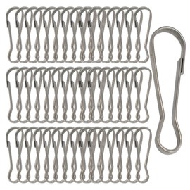 Bytiyar 60 pcs Stainless Steel Small Spring Hooks 2.4inch/60mm Lanyard Clasp Zipper Snap Clips for Key Chain ID Card Badge Holders