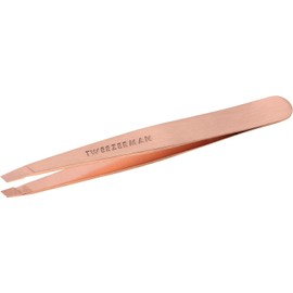 Pinza de cejas Tweezerman, obliqua clásica de color Oro Rosado - Pinzas de para Depilación, de Acero Inoxidable
