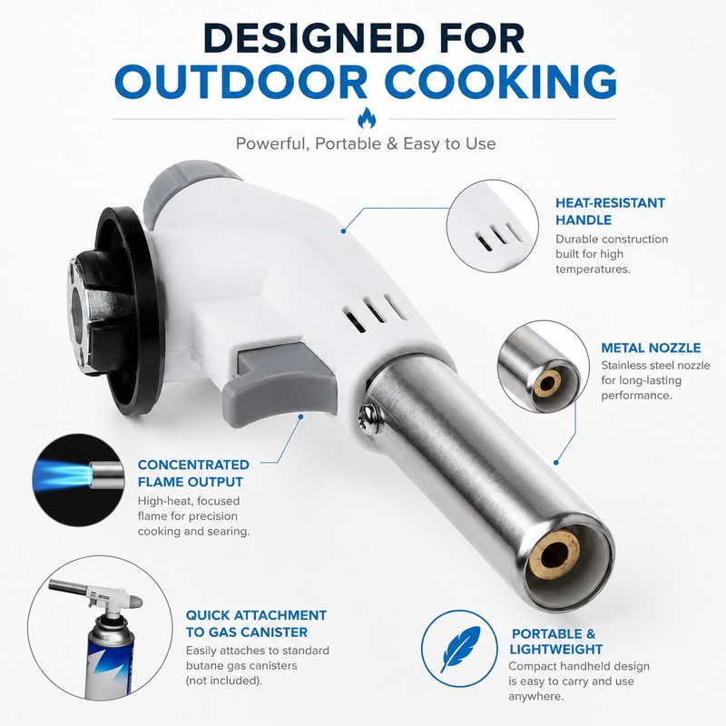 Portable Gas Torch for BBQ & Camping – Adjustable Flame