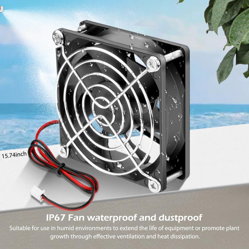 2 Pack Wathai IP67 Waterproof 80mm 24V DC Cooling Fan